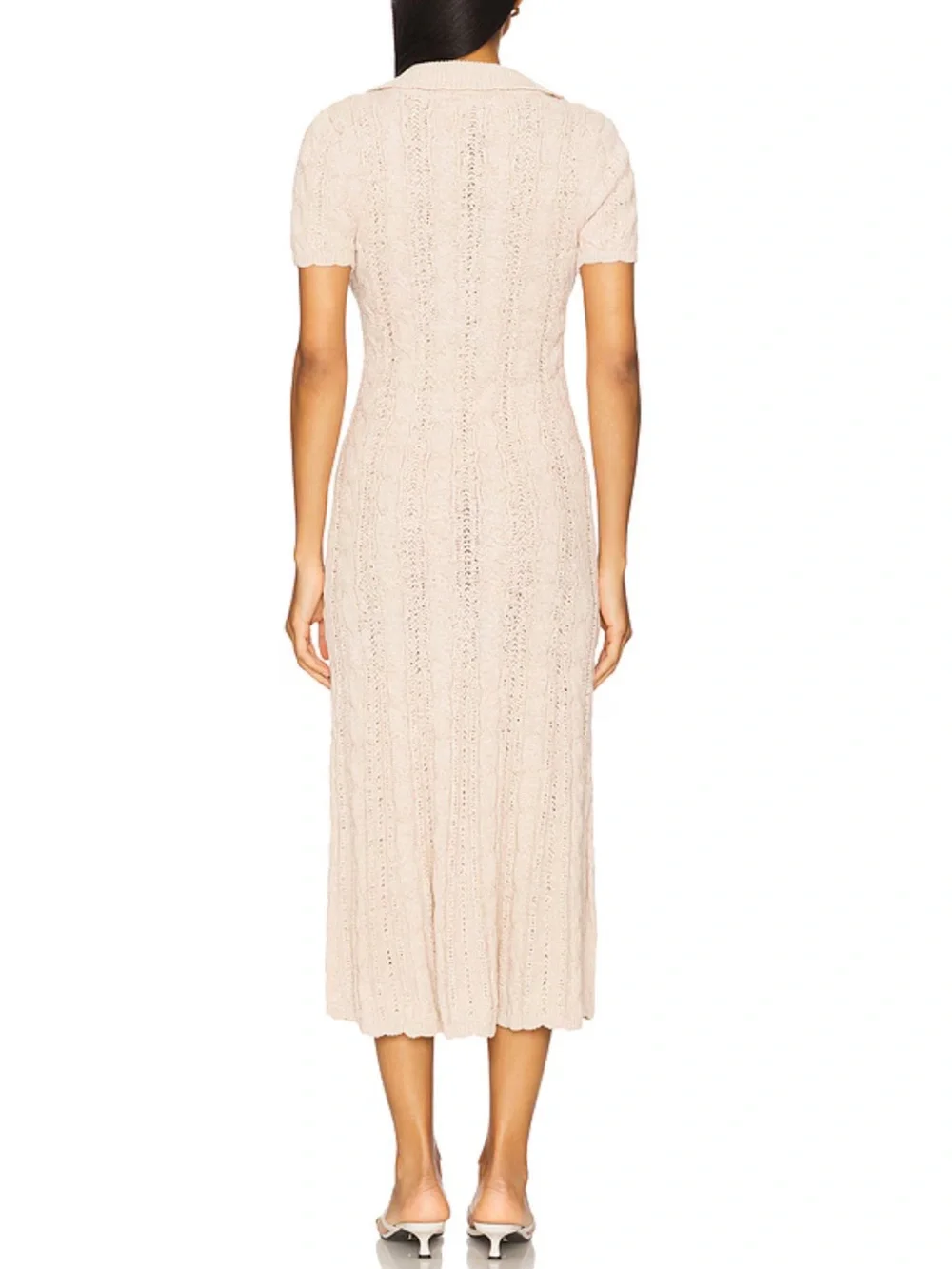 NWOT Free People Amory Cable-Knit Midi Dress in Sand Dollar - S